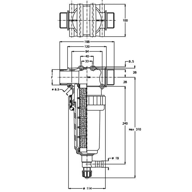 Filtre en Ligne Autonettoyant 1"1/2 GAZ(M)32 Mesch référence fournisseur 30541485